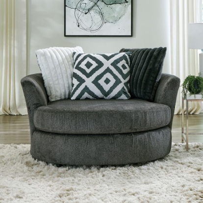 Furniture Of America Loughlin Transitional Chenille, Solid Wood Gun Metal Swivel Chair | SM5195-CH-SW