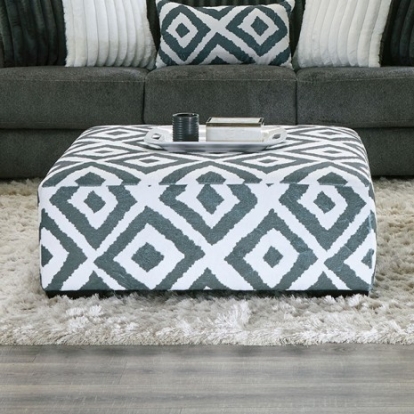 Furniture Of America Loughton Transitional Chenille, Solid Wood Gun Metal/Ivory Ottoman | SM5195-OT