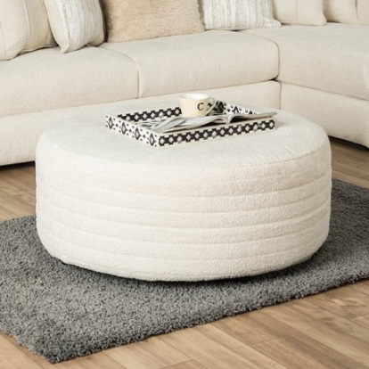 Furniture of America Newberg Transitional Textured Chenille with Quilting Ivory Ottoman Model SM5198-OT