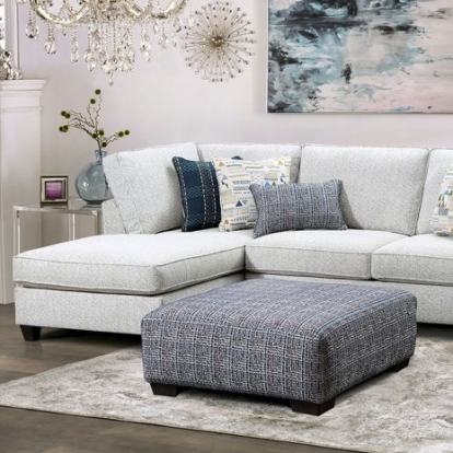 Furniture of America Chepstow Contemporary Linen-Like Solid with Wood Cream Sectional Model SM5402-SECT