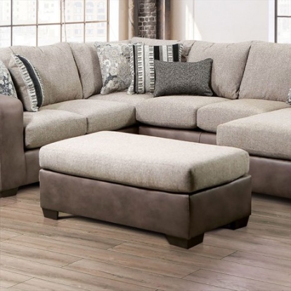 Furniture of America Ashenweald Contemporary Linen-Like Microfiber Solid with Wood Brown-Light Brown Ottoman Model SM5404-OT