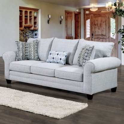 Furniture of America Aberporth Contemporary Linen-Like Solid with Wood Gray Sofa Model SM5406-SF