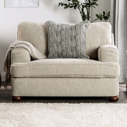 Furniture Of America Salisbury Traditional Chenille, Solid Wood, Others Cream Chair | SM5409-CH