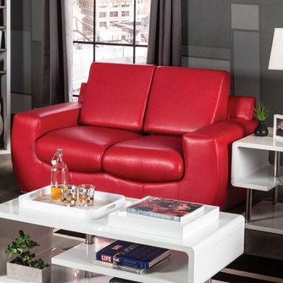 Furniture Of America Tekir Contemporary Bonded Leather Match Red Love Seat | SM6033-LV