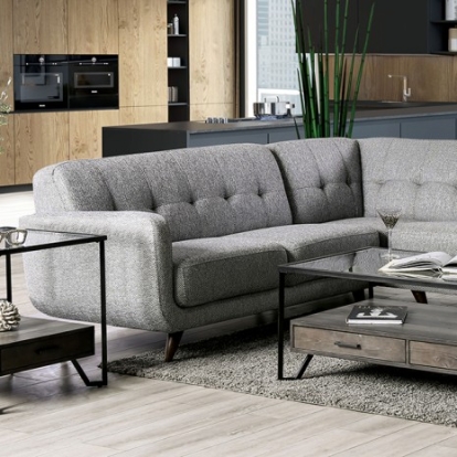 Furniture Of America Dresden Mid-Century Modern Fabric, Solid Wood, Others Light Gray Sectional | SM6042-SECT