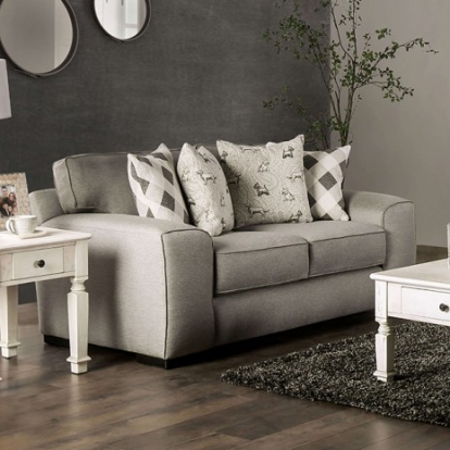 Furniture Of America Newry Transitional Fabric, Solid Wood Gray Loveseat | SM6091-LV