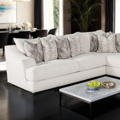 Furniture Of America Moorpark Contemporary Boucle Fabric, Boucle Fabric, Fiber, Foam, Solid Wood Off-White Sectional | SM6092-SECT