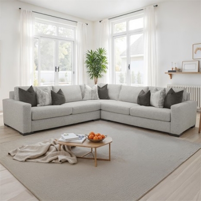 Furniture Of America Nerone Transitional Fabric, Fiber, Foam, Solid Wood, Others Light Gray Sectional | SM6093-SECT