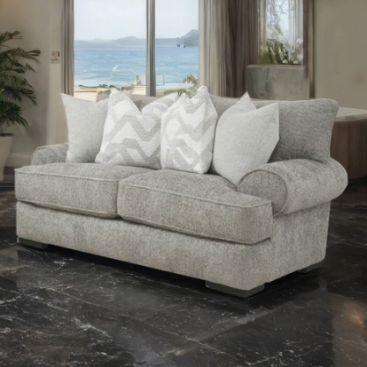 Furniture Of America Nerone Transitional Fabric, Fiber, Foam, Solid Wood, Others Gray Loveseat | SM6094-LV