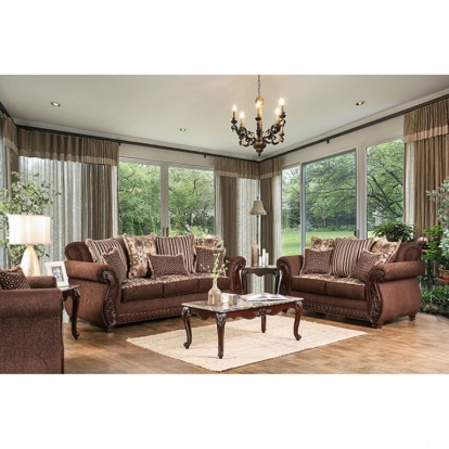 Tabitha Brown/Gold Sofa with Loveseat Model SM6109-2PC by Furniture of America