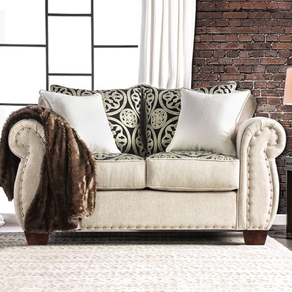 Sinatra Light Mocha/Navy/Champagne Loveseat Model SM6152-LV by Furniture of America