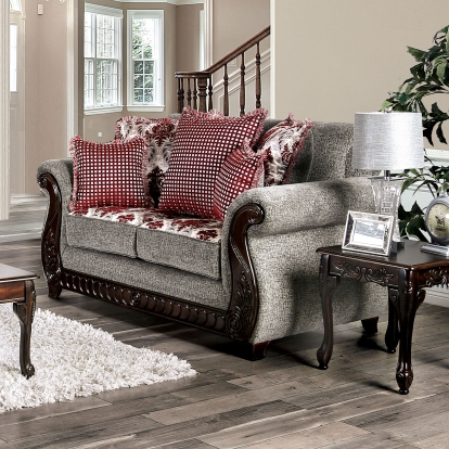 Whitland Light Gray/Red Loveseat Model SM6219-LV by Furniture of America
