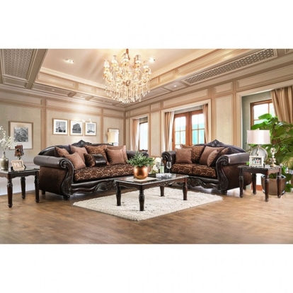 Elpis Brown/Espresso Sofa with Loveseat Model SM6404-2PC by Furniture of America