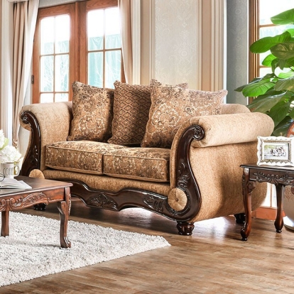 Nicanor Tan/Gold Loveseat Model SM6407-LV by Furniture of America