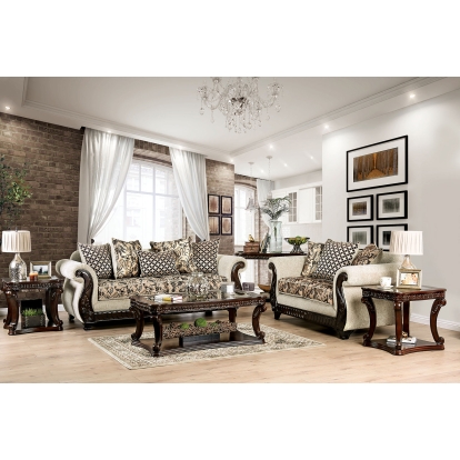 Caldiran Beige/Brown Sofa with Loveseat Model SM6426-2PC by Furniture of America