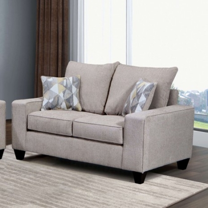 Furniture of America West Acton Contemporary Chenille Solid with Wood Beige Loveseat Model SM7331-LV