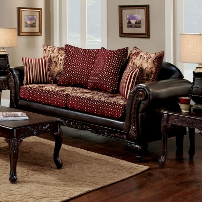 Ellis Burgundy/Brown/Dark Cherry Sofa Model SM7507N-SF by Furniture of America