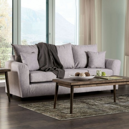Furniture of America Croydon Contemporary Fabric Solid with Wood Light Gray Sofa Model SM7755-SF