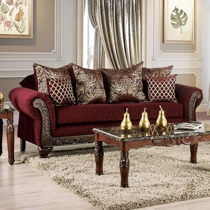 Letizia Wine/Walnut Sofa Model SM7757-SF by Furniture of America