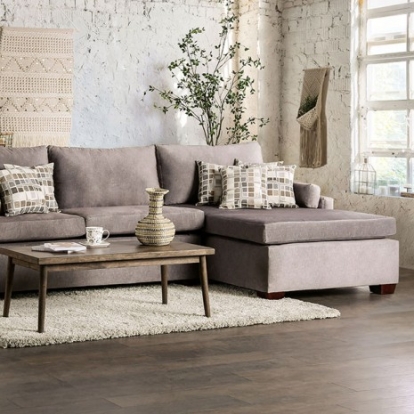 Furniture Of America Cramlington Contemporary Fabric, Solid Wood, Others Light Gray Sectional | SM7775-SECT