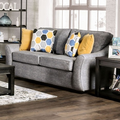 Furniture Of America Jarrow Transitional Linen-Like, Solid Wood Light Gray Loveseat | SM8001-LV