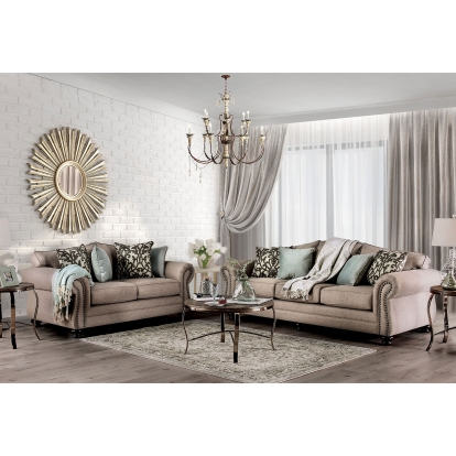 Jarauld Dark Taupe Sofa with Loveseat Model SM8006-2PC by Furniture of America