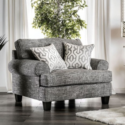 Furniture of America Pierpont Transitional Burlap Weave with Wood Gray Chair Model SM8012-CH