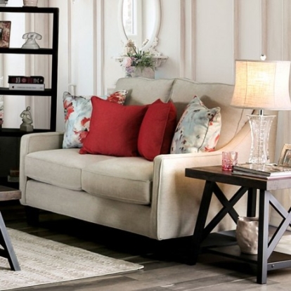 Furniture Of America Nadene Transitional Chenille, Wood, Others Ivory Love Seat | SM8014-LV