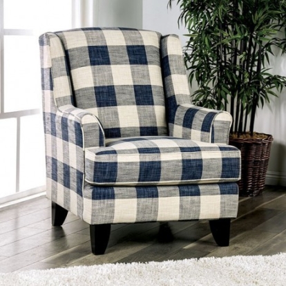 Furniture of America Nash Transitional Fabric Solid with Wood Ivory Checkered Chair Model SM8101-CH-SQ