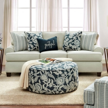 Furniture Of America Porthcawl Transitional Chenille, Solid Wood Ivory Sofa | SM8190-SF