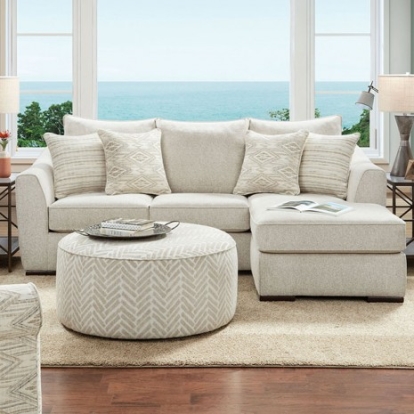 Furniture of America Saltney Transitional Chenille Solid with Wood Ivory Sectional Model SM8192