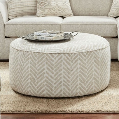 Furniture Of America Saltney Transitional Chenille, Solid Wood Line Multi Ottoman | SM8192-OT