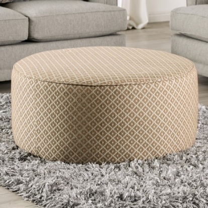 Furniture Of America Stephney Transitional Foam, Linen-Like, Solid Wood Gold/Gray Ottoman | SM8193-OT