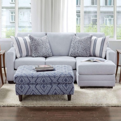 Furniture of America Chiswick Contemporary Performance Fabric Solid with Wood Light Gray Sectional Model SM8206