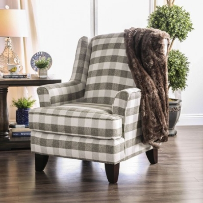 Furniture of America Christine Transitional Fabric Solid with Wood Pattern Chair Model SM8280-CH
