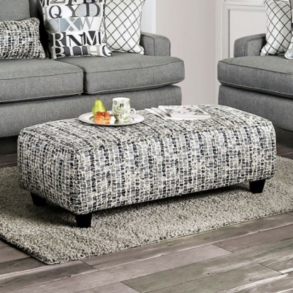 Furniture of America Verne Transitional Linen-Like Solid with Wood Pattern Ottoman Model SM8330-OT