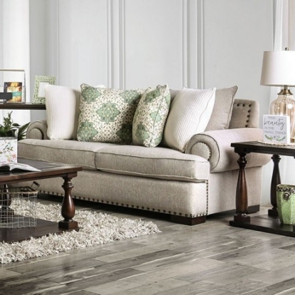 Furniture Of America Yates Transitional Woven Linen, Solid Wood, Others Beige Love Seat | SM9106-LV