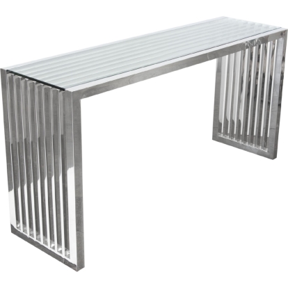 Diamond Sofa SOHOCSST SOHO Rectangular Stainless Steel Console Table Tempered Glass Top