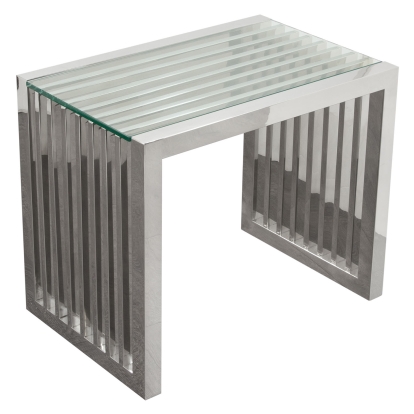 Diamond Sofa SOHOETST SOHO Rectangular Stainless Steel End Table Clear Tempered Glass Top