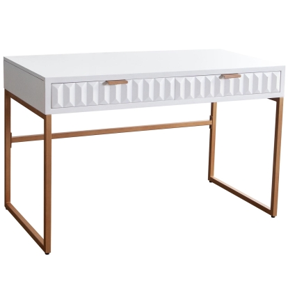 Diamond Sofa SPECTRUMDEWH Spectrum 2 Drawer Desk White Mango Wood Gold Iron