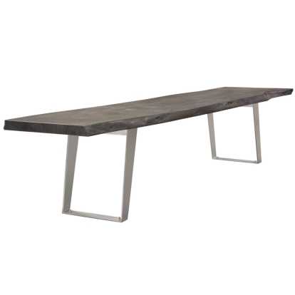 Diamond Sofa TITANBEES Titan 80" Live Edge Dining Bench Espresso Wood Silver Inlay Base