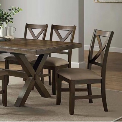 Furniture of America Murray Contemporary Acacia Veneer Engineered with Wood Solid Rubberwood Brown-Black 7 Pc. Dining Set Model TM3114T-7PC-BR