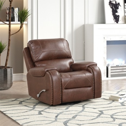 Furniture Of America Tepic Transitional Leatherette Brown Recliner W/ Oversized Handle | TM6012BR-H-CH