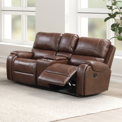 Furniture of America Tepic Transitional Leatherette Brown Loveseat Model TM6012BR-LV