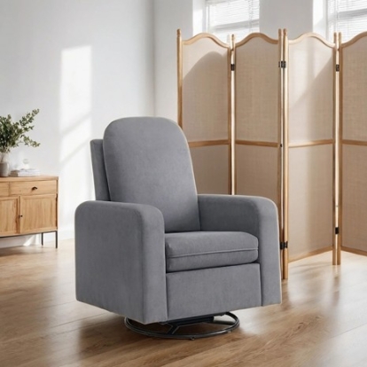 Furniture Of America Rovigo Transitional Fabric, Metal, Solid Rubberwood Dark Gray Glider Swivel Chair | TM6024DG