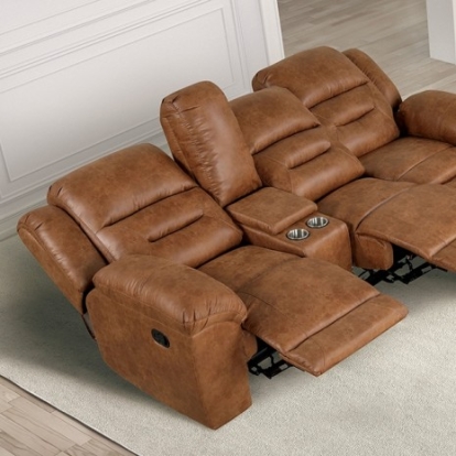 Furniture of America Septimus Contemporary Engineered with Wood Fabric Leatherette Metal Plywood Saddle Brown Sectional Model TM6028BR-SECT
