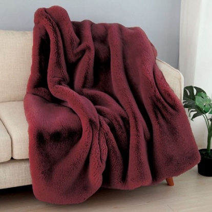 Furniture of America Caparica Contemporary 100% Polyester Wine Throw Blanket Model TW4145