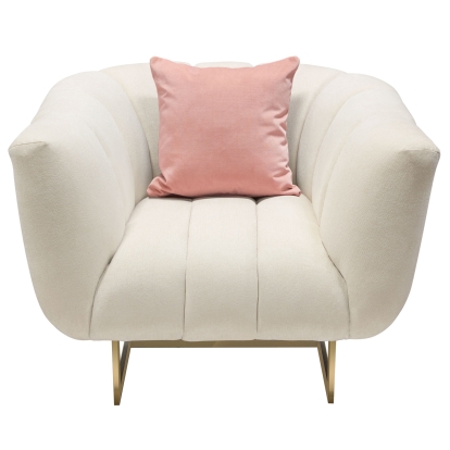Diamond Sofa VENUSCHCM Venus Arm Chair Channel Tufted Cream Fabric Gold Metal Base