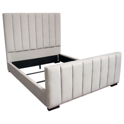 Diamond Sofa VENUSLGQUBED Venus Queen Bed Vertical Channel Tufted Light Grey Velvet