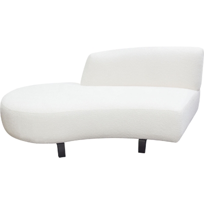Diamond Sofa VESPERLCWH Vesper Curved Armless Left Chaise White Faux Shearling Black Wood